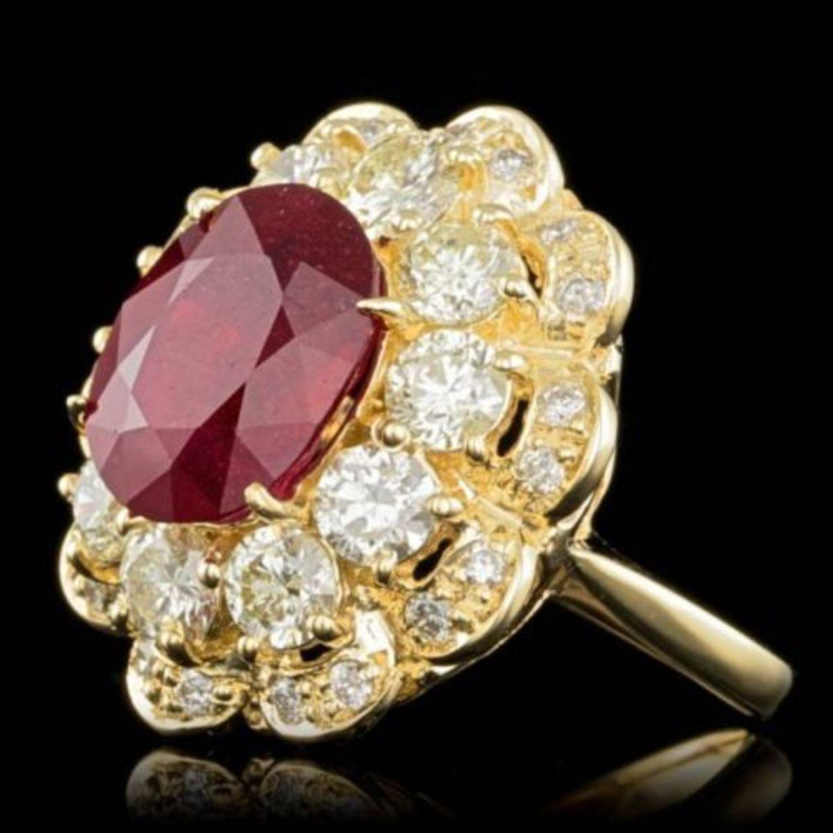 14K Yellow Gold 5.82ct Ruby and 2.82ct Diamond Ring