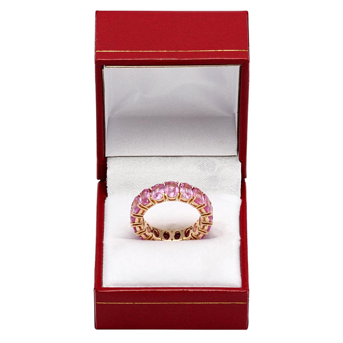 14k Yellow Gold 10.19ct Pink Sapphire Eternity Band Ring