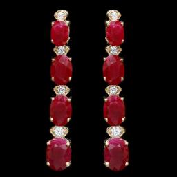 14K Yellow Gold 8.62ct Ruby and 0.22ct Diamond Earrings