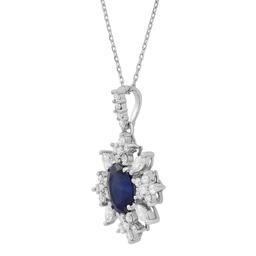 18K White Gold Setting with 1.42ct Sapphire and 0.74ct Diamond Pendant