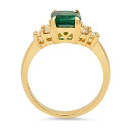 14K Yellow Gold 1.48ct Emerald and 0.25ct Diamond Ring