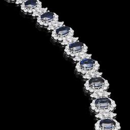 14K White Gold 12.35ct Sapphire and 10.88ct Diamond Bracelet