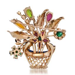 14K Yellow Gold Setting with Various Gemstones Ladies Pin/Broach