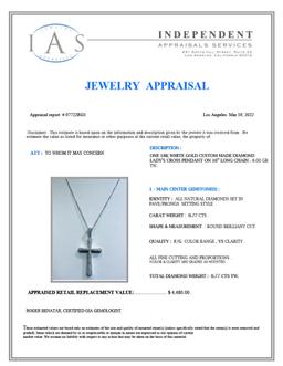 18K White Gold setting with 0.77ct Diamond Cross Pendant