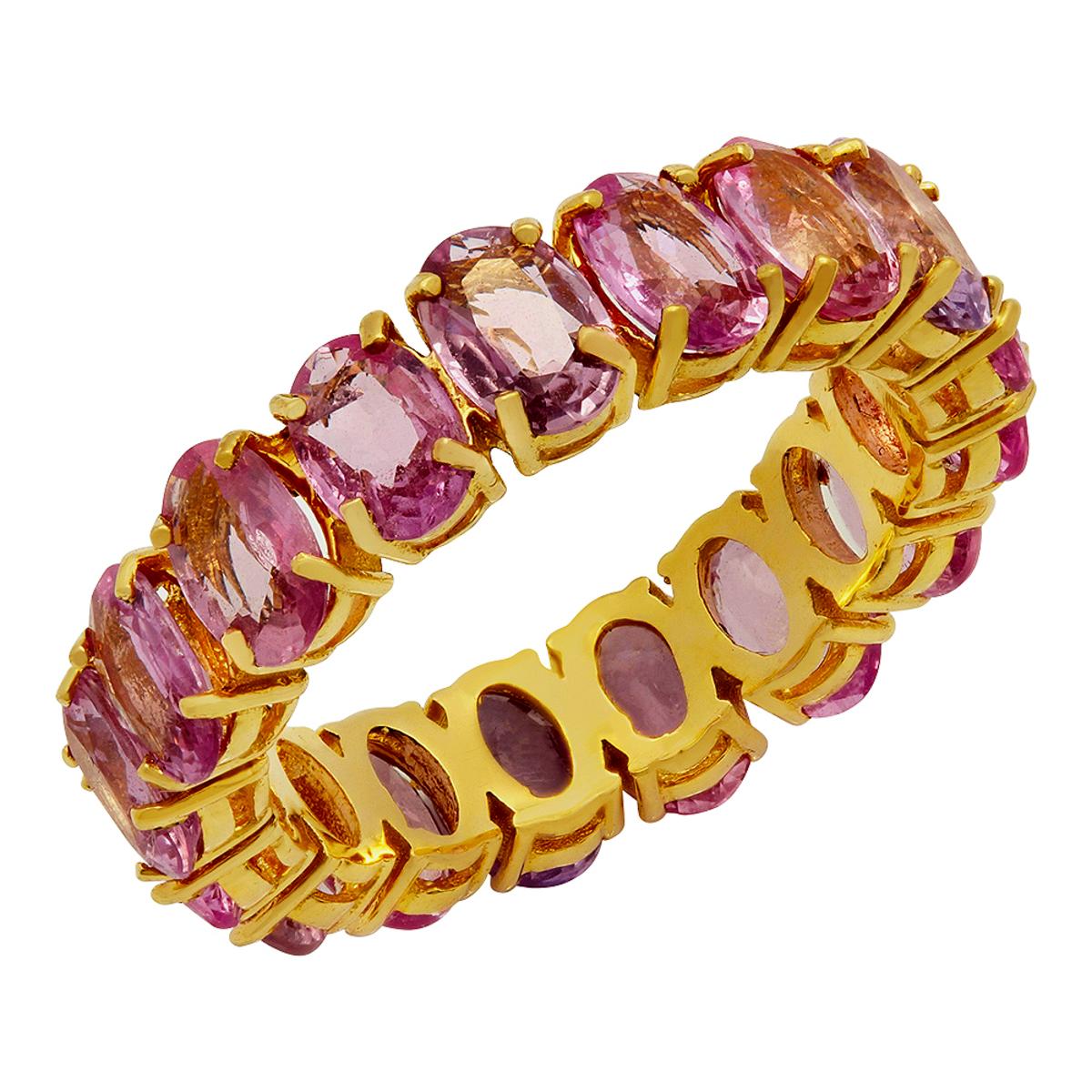 14k Yellow Gold 8.99ct Pink Sapphire Eternity Band Ring