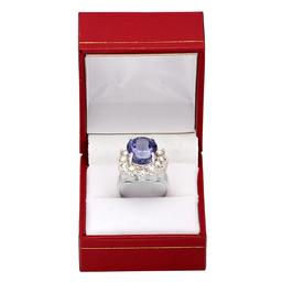 14k White Gold 4.74ct Tanzanite 2.24ct Diamond Ring