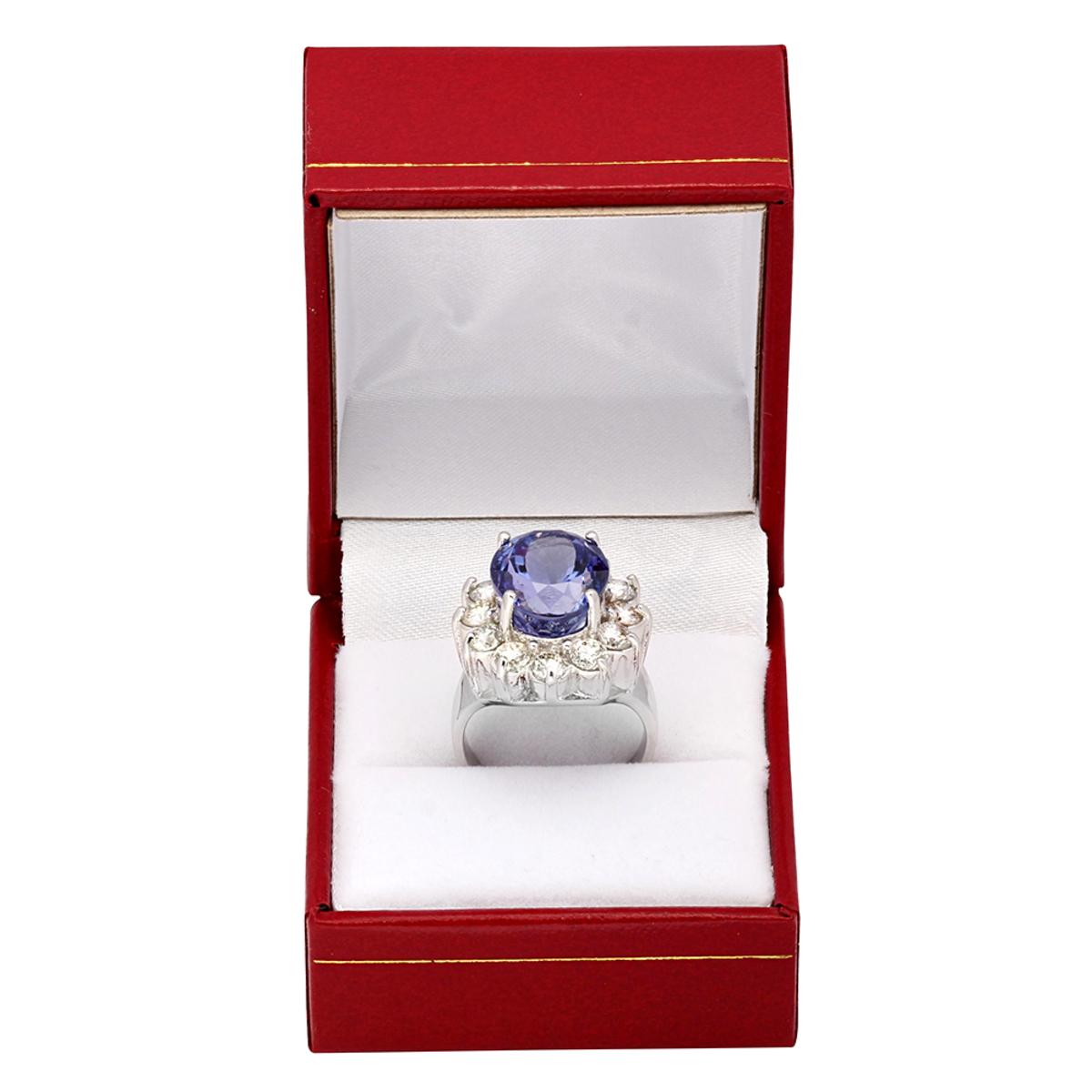 14k White Gold 4.74ct Tanzanite 2.24ct Diamond Ring