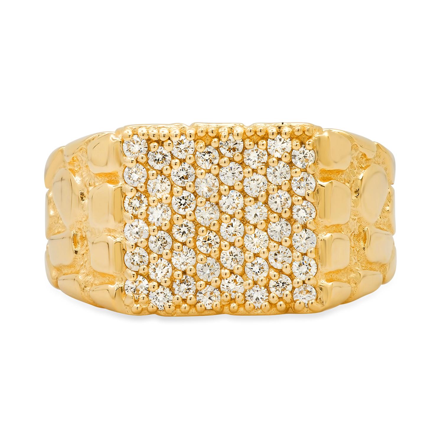 14K Yellow Gold and 0.83ct Diamond Mens Ring