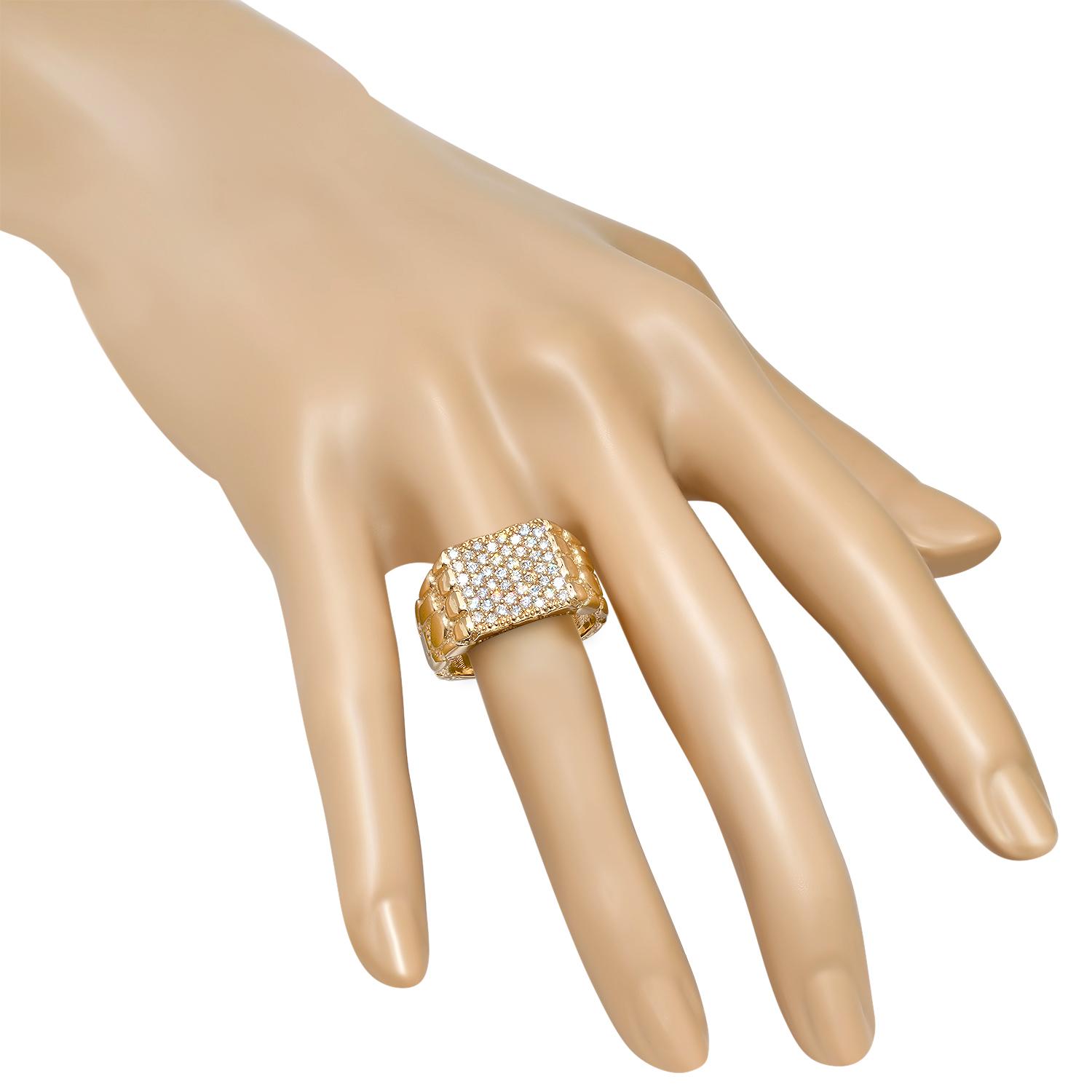 14K Yellow Gold and 0.83ct Diamond Mens Ring