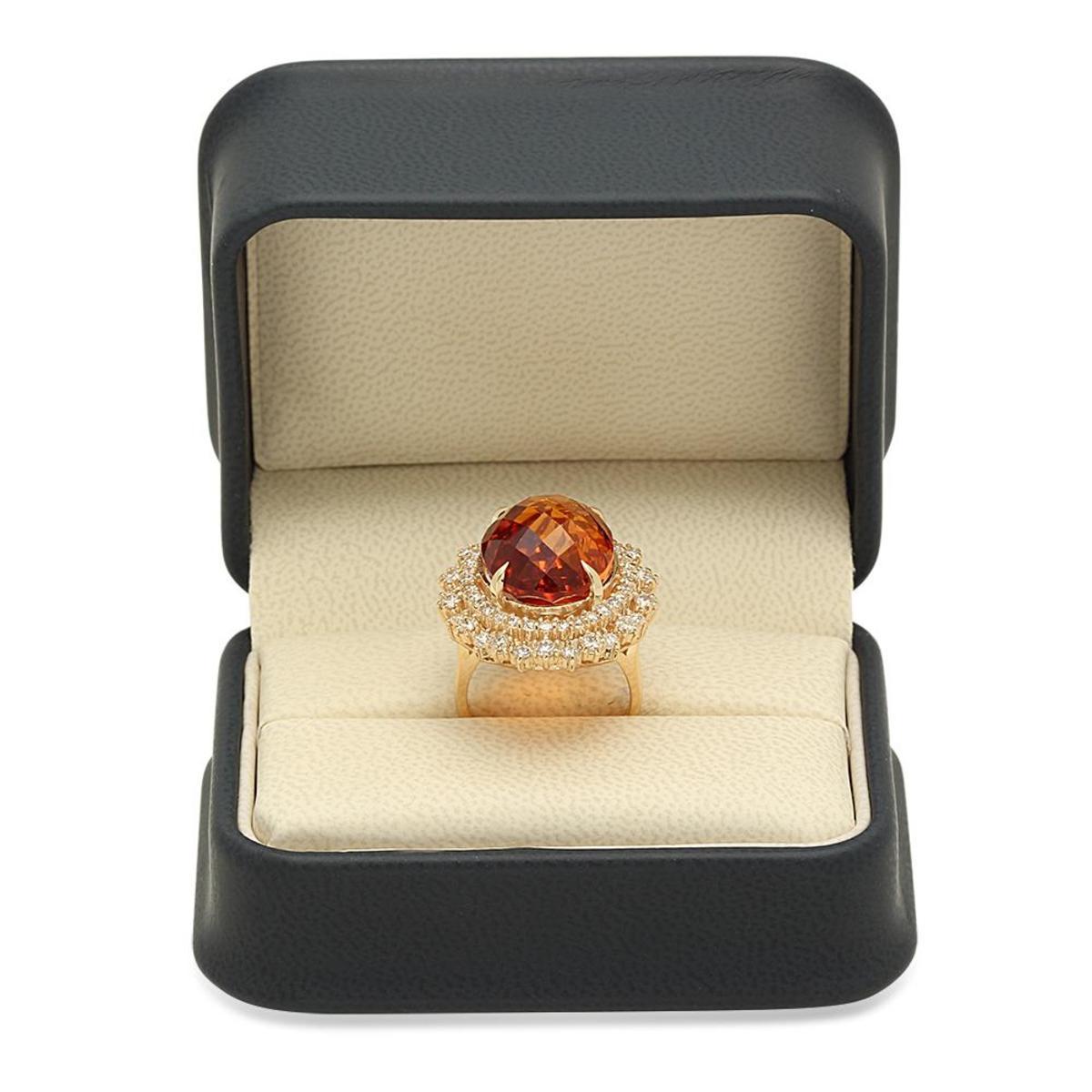 14K Yellow Gold 17.41ct Citrine and 2.16ct Diamond Ring