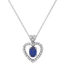 18K White Gold Setting with 0.95ct Sapphire and 0.48ct Diamond Pendant