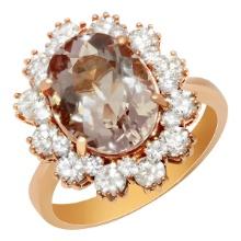 14k Rose Gold 3.54ct Morganite 1.43ct Diamond Ring