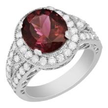 14k White Gold 4.32ct Pink Tourmaline 1.17ct Diamond Ring