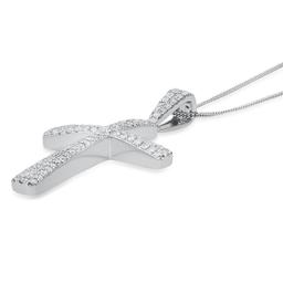 18K White Gold setting with 0.77ct Diamond Cross Pendant