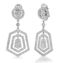 18K White Gold Setting with 2.87ct Diamond Ladies Earrings