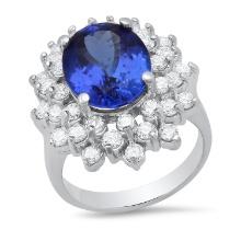 18K White Gold Setting with 5.46ct Tanzanite and 1.67ct Diamond Ring