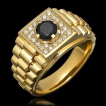 14K Yellow Gold 1.01ct Mens Diamond Ring