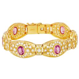 14k Yellow Gold 8.02ct Sapphire 7.22ct Diamond Bracelet