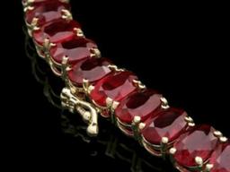 14K Yellow Gold 94.35ct Ruby and 1.60ct Diamond Necklace