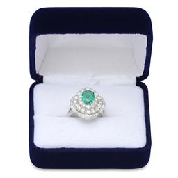 14K White Gold Setting with 1.31ct Emerald and 1.80ct Diamond Ladies Ring