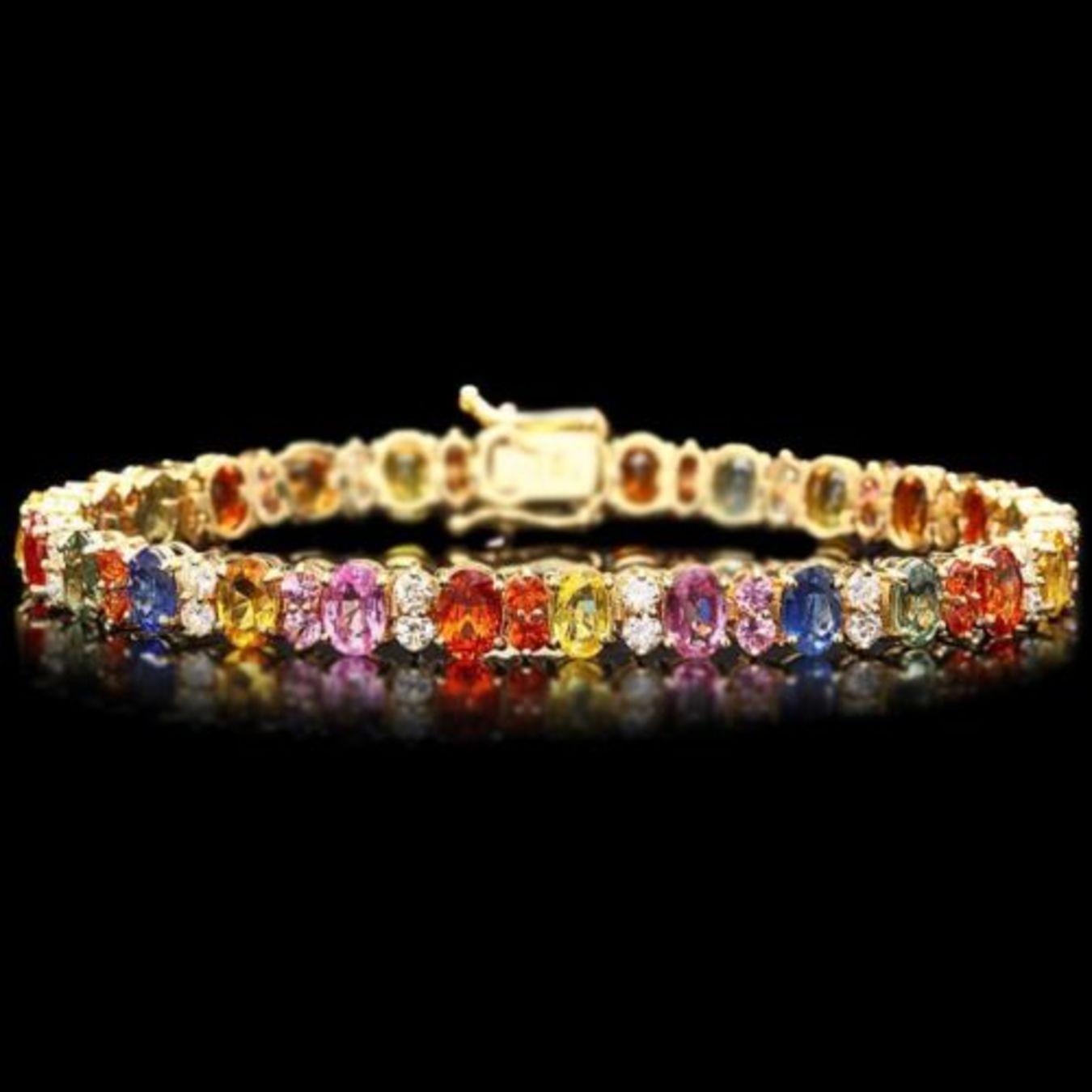 14K Gold 17.81ct Sapphire 1.86ct Diamond Bracelet