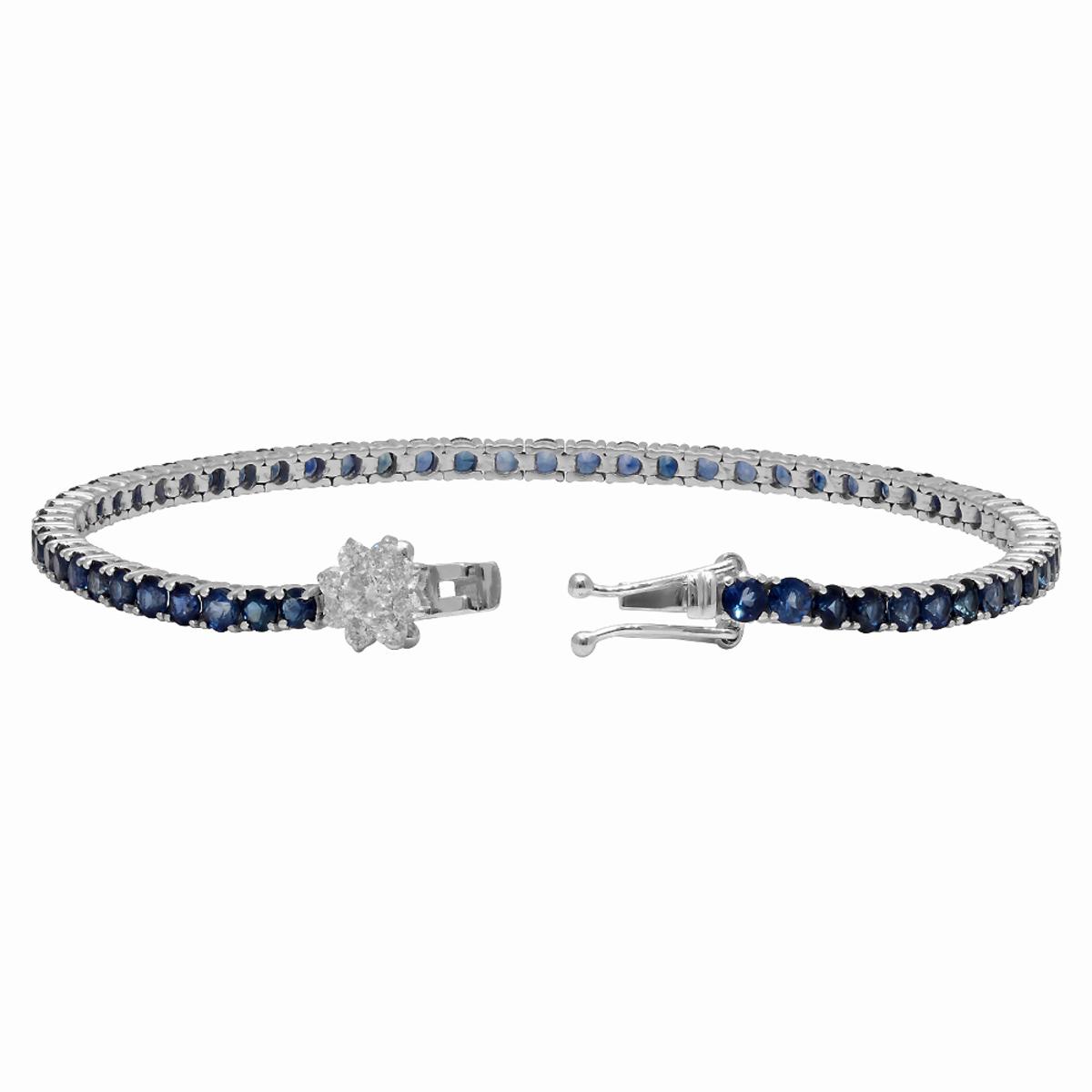 14k White Gold 5.12ct Sapphire 0.45ct Diamond Bracelet