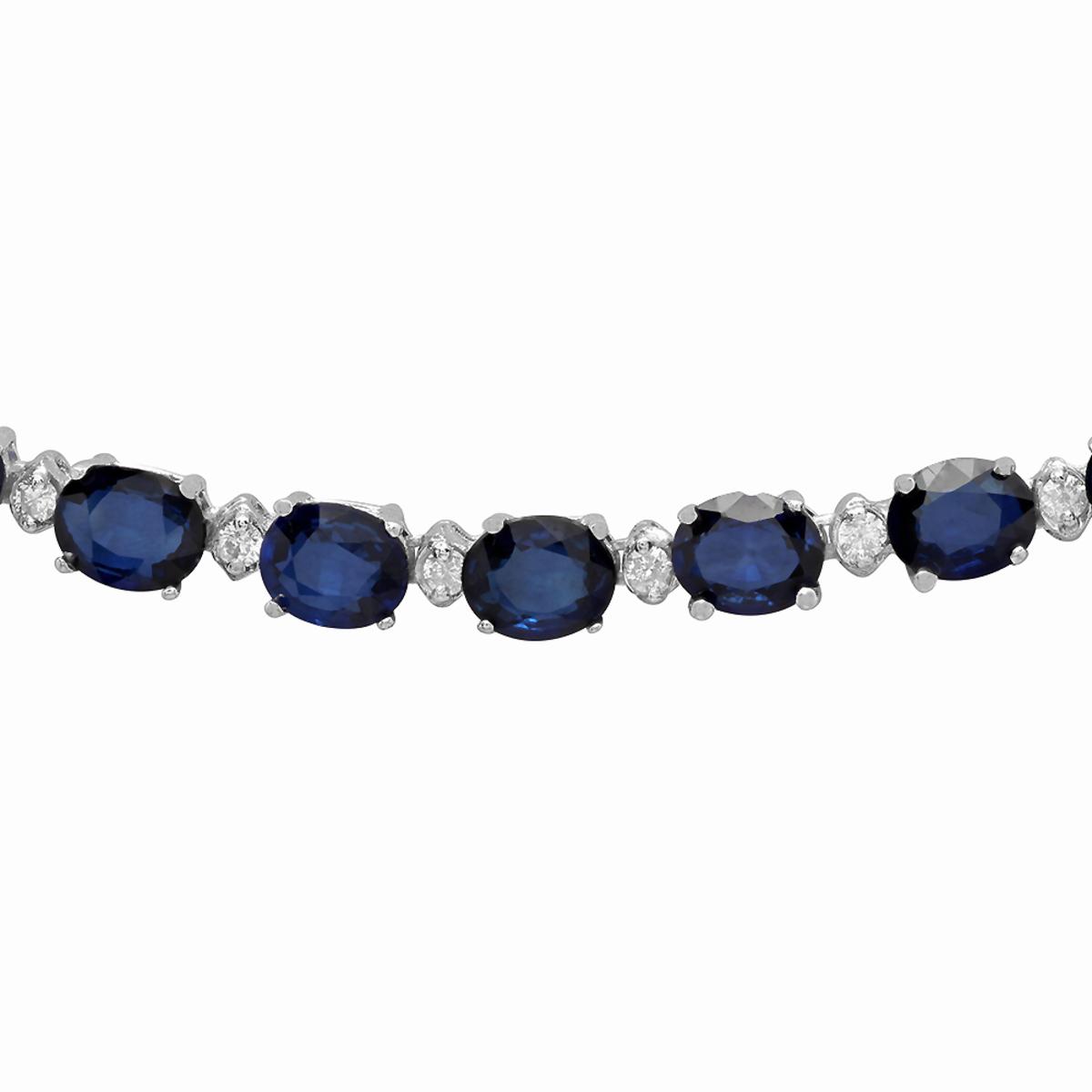 14k White Gold 33.56ct Sapphire 1.70ct Diamond Necklace