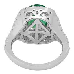 14k White Gold 3.02ct Emerald 1.03ct Diamond Ring