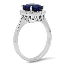 14K White Gold 3.80ct Sapphire and 0.57ct Diamond Ring