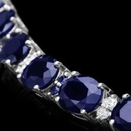 14K Gold 35.14ct Sapphire 0.73ct Diamond Bracelet