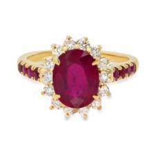 14K Yellow Gold 3.65ct Ruby and 0.80ct Diamond Ring
