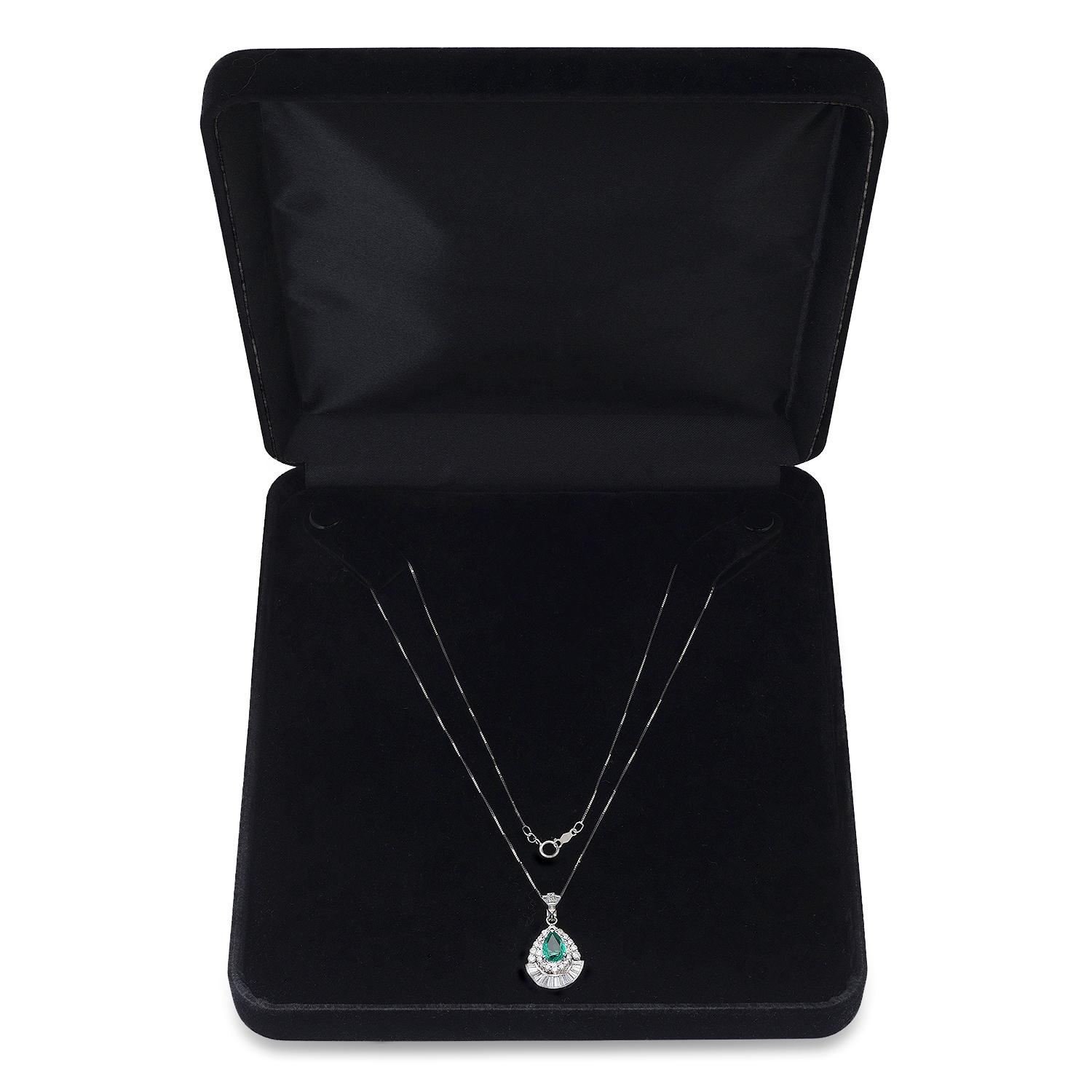 Platinum and 10K White Gold Setting with 1.41ct Emerald and 0.86ct Diamond Pendant