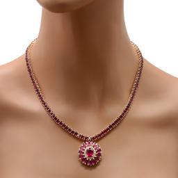 14K Yellow Gold Setting with 50.81ct Ruby and 0.92ct Diamond Necklace