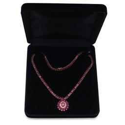 14K Yellow Gold Setting with 50.81ct Ruby and 0.92ct Diamond Necklace