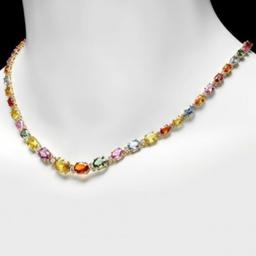 14K Yellow Gold 34.12ct Sapphire and 1.58ct Diamond Necklace