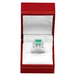 14k White Gold 3.51ct Emerald 1.99ct Diamond Ring