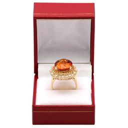 14k Yellow Gold 10.07ct Citrine 0.64ct Yellow Sapphire 0.96ct Diamond Ring