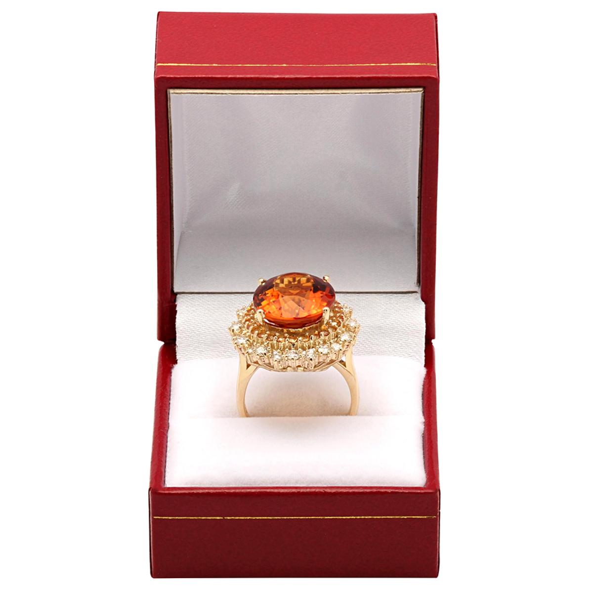 14k Yellow Gold 10.07ct Citrine 0.64ct Yellow Sapphire 0.96ct Diamond Ring