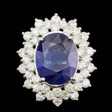 14K White Gold 8.37ct Sapphire and 2.97ct Diamond Ring