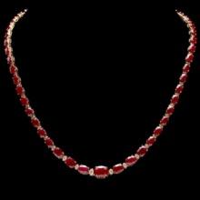 14K Yellow Gold 32.20ct Ruby and 1.35ct Diamond Necklace