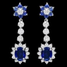 14K Gold 4.08ct Sapphire 2.02ct Diamond Earrings