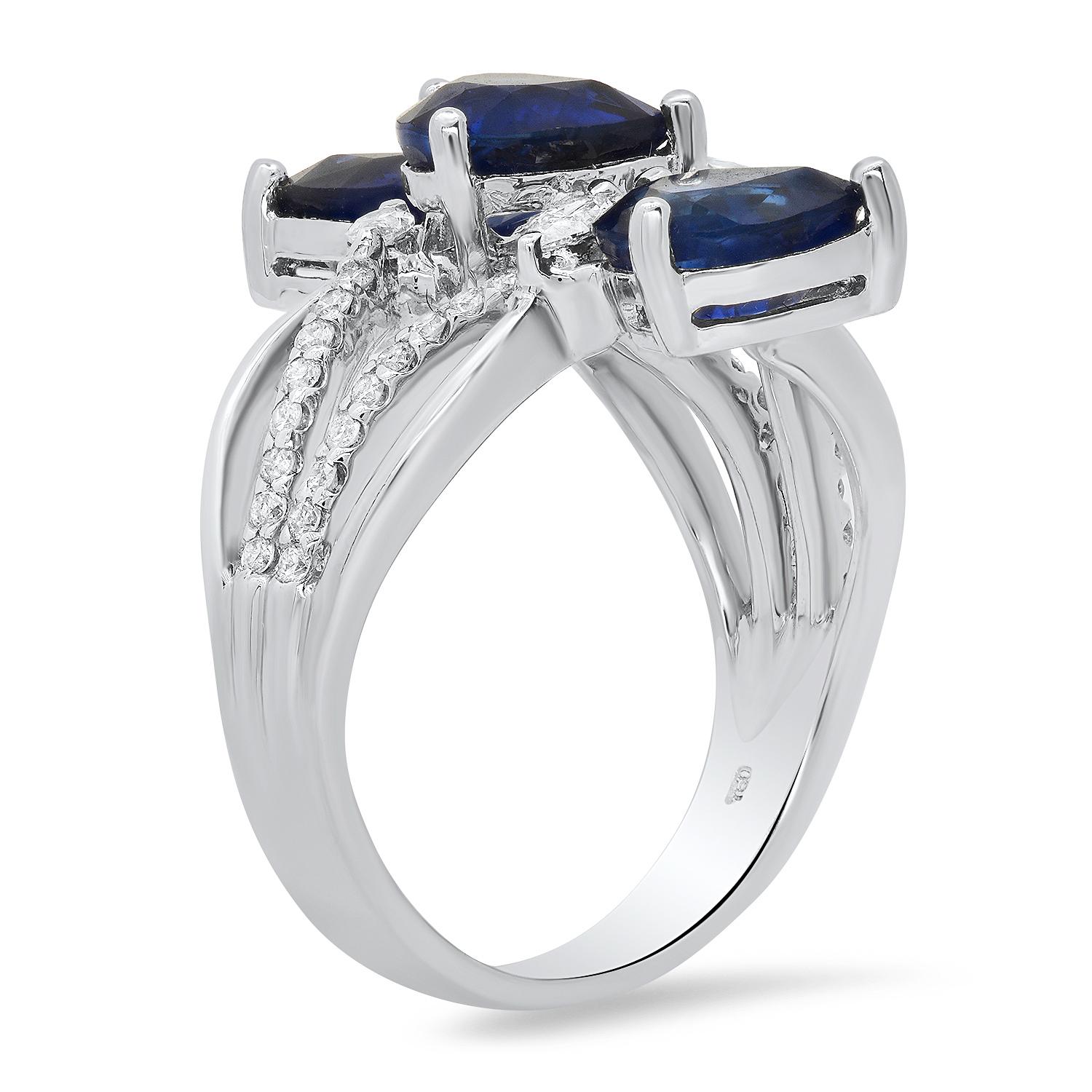 18K White Gold Setting with 4.54ct Sapphire and 0.78ct Diamond Ladies Ring