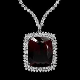 18k White Gold 33.36ct Tourmaline 7.35ct Diamond Necklace