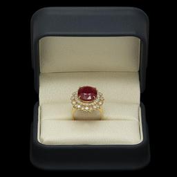 14K Yellow Gold 13.02ct Ruby and 1.57ct Diamond Ring