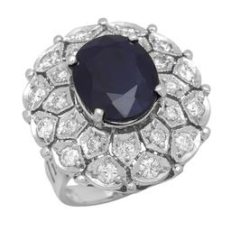 14K White Gold 8.99ct Sapphire and 1.79ct Diamond Ring