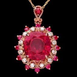 14K Gold 6.97ct Ruby 0.21ct Diamond Pendant