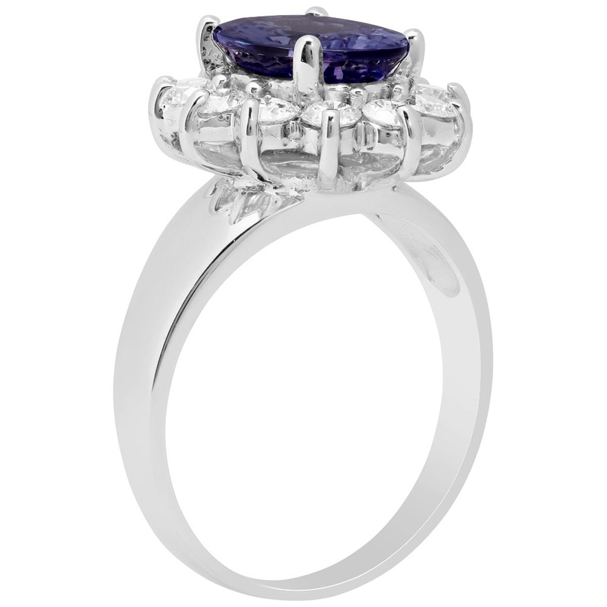 14k White Gold 2.42ct Tanzanite 0.93ct Diamond Ring