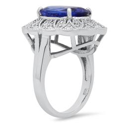 14K White Gold Setting with 6.62ct Tanzanite and 0.33ct Diamond Ladies Ring