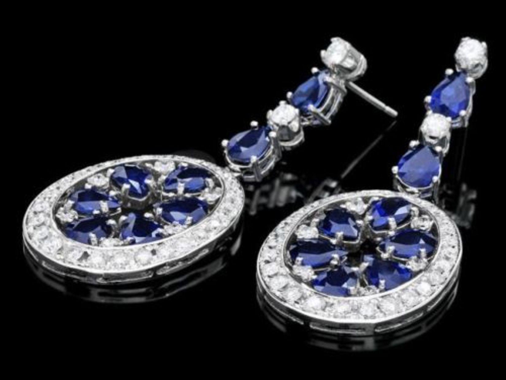 14k Gold 11.37ct Sapphire 3ct Diamond Earrings