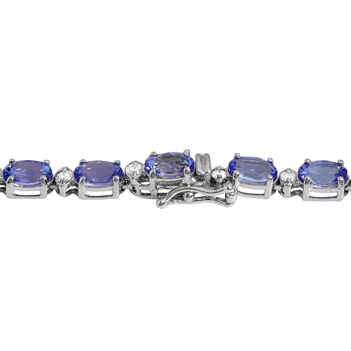 14k White Gold 28.80ct Tanzanite 1.73ct Diamond Necklace